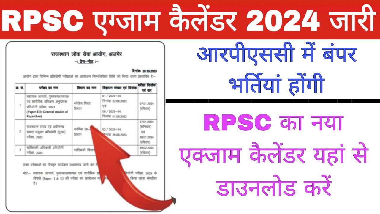 RPSC New Exam Calendar