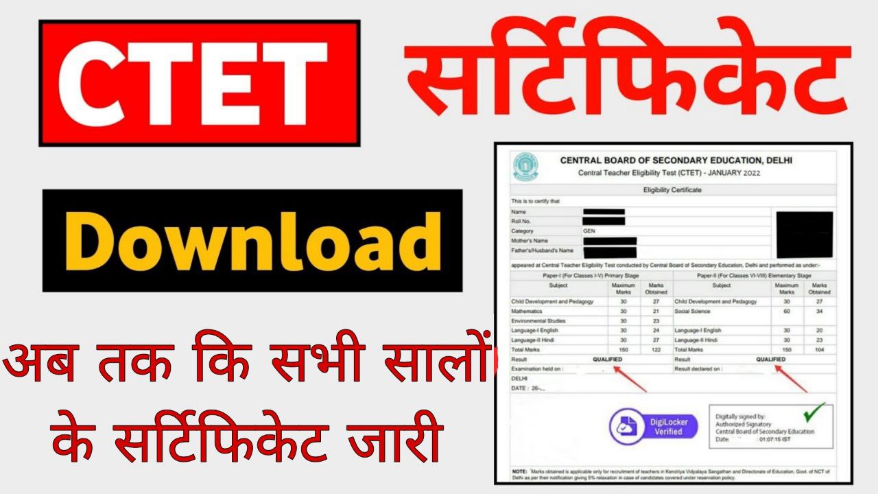 CTET Certificate Download