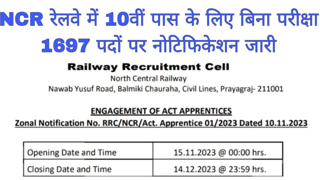 NCR Railway Vacancy