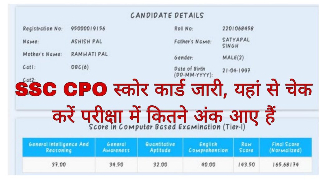 SSC CPO Marks Release