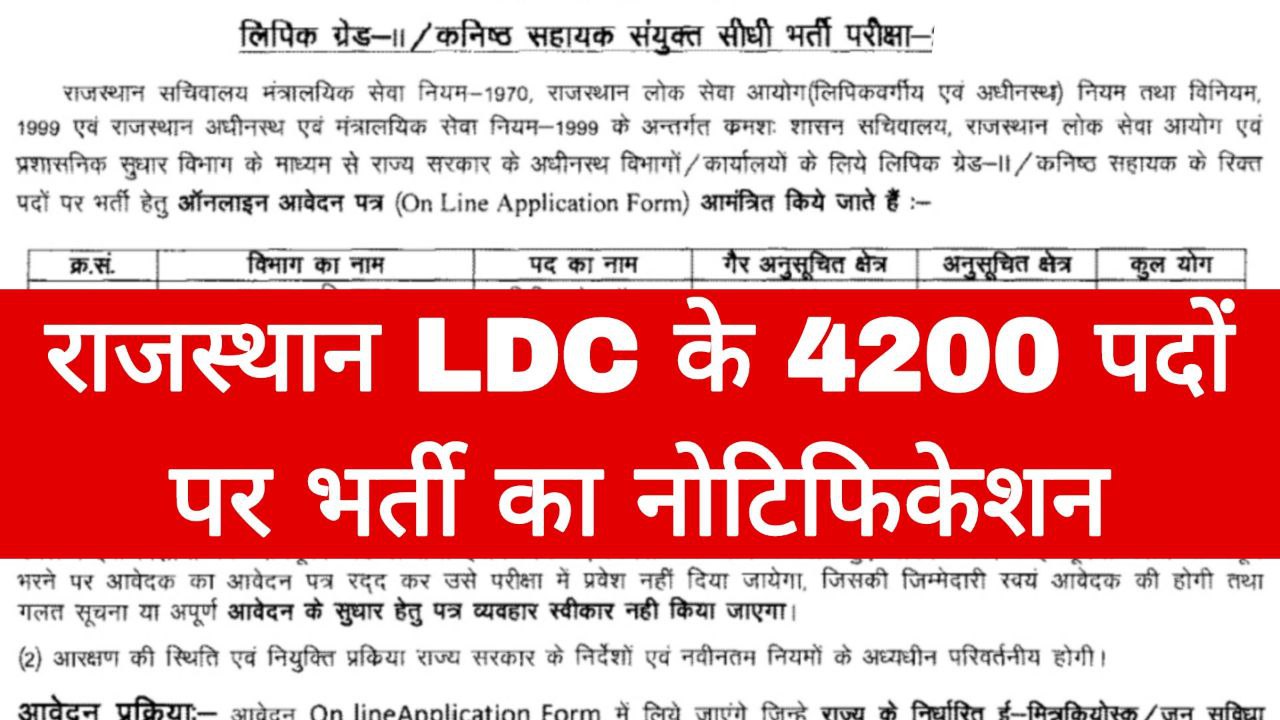 Rajasthan LDC Vacancy