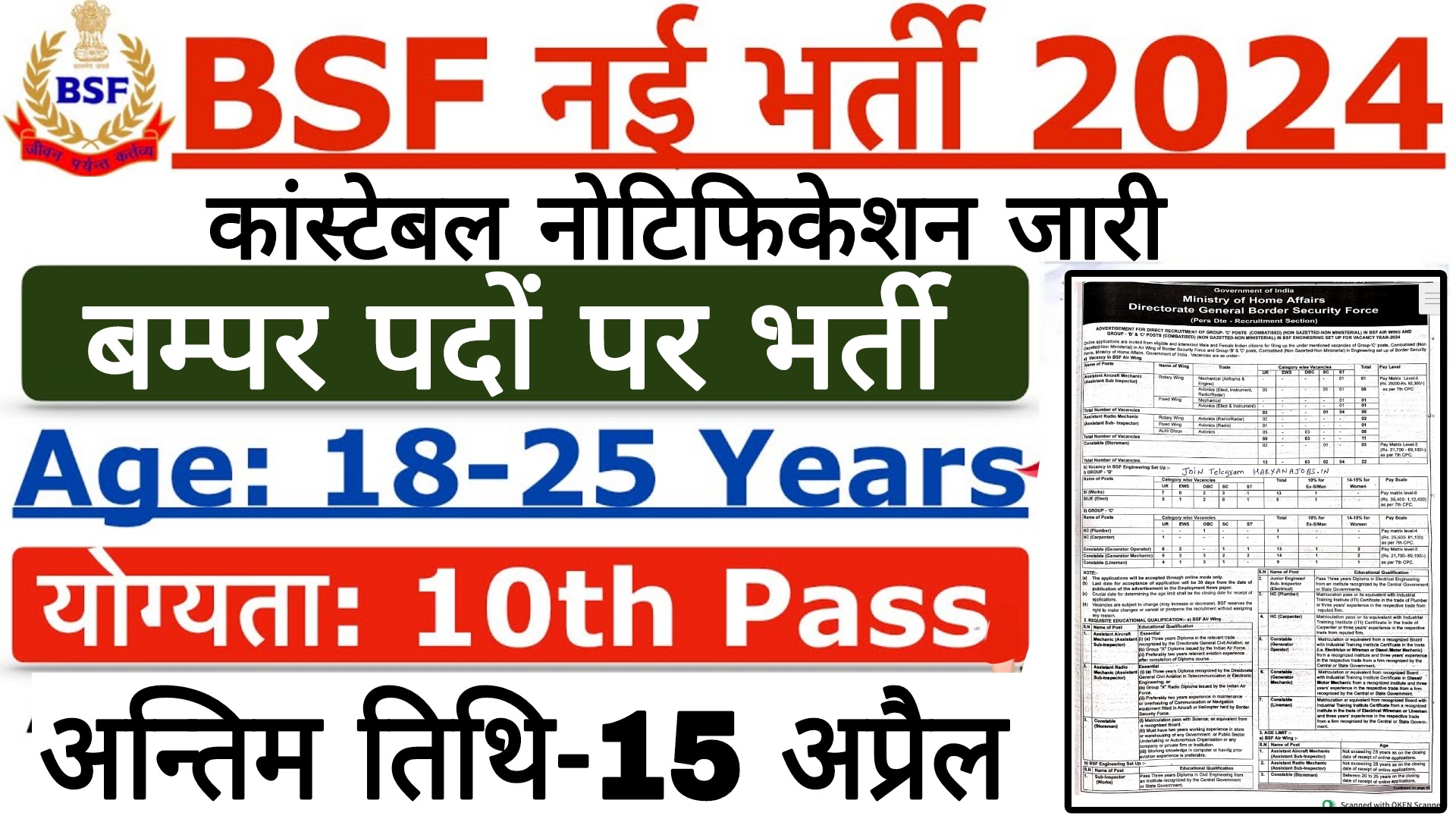 BSF Vacancy