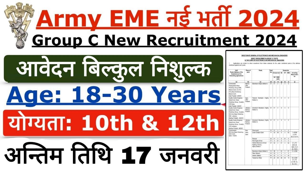 Army DG EME Group C Vacancy