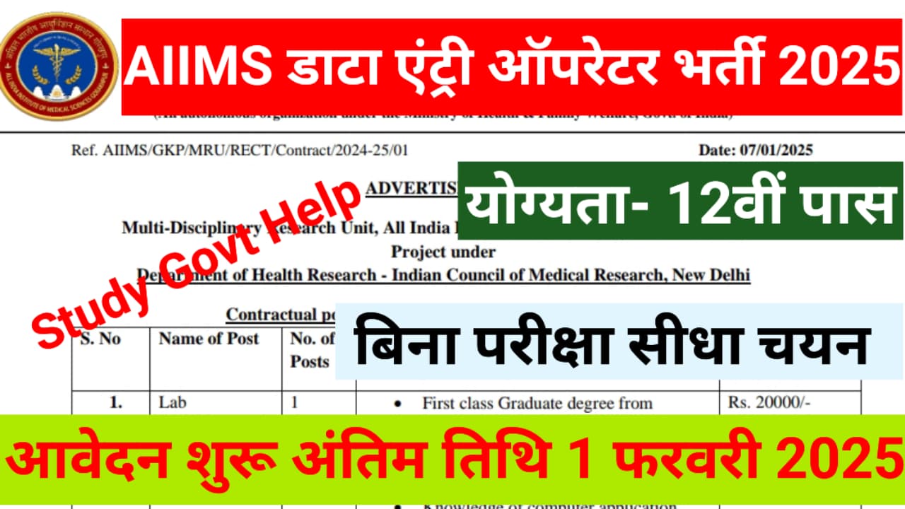 AIIMS Data Entry Operator Vacancy