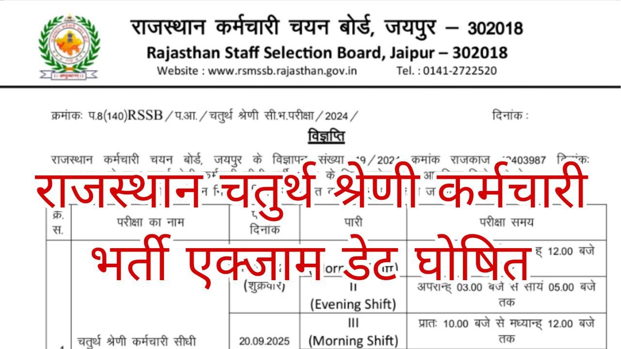 Rajasthan 4th Grade Exam Date 2025