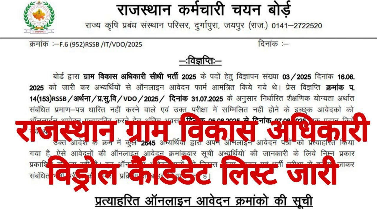 Rajasthan VDO Withdrawal Candidate List