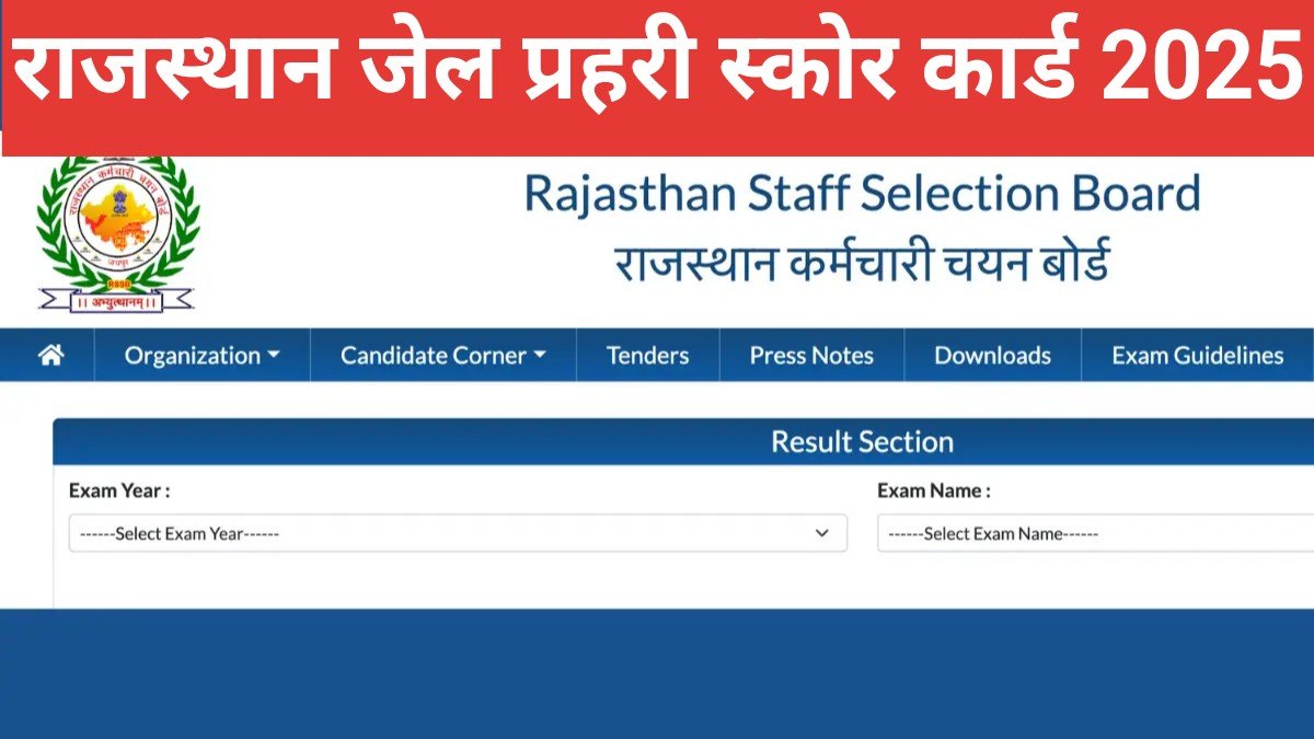 Rajasthan Jail Prahari Score Card 2025