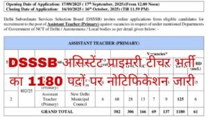 DSSSB Assistant Primary Teacher Recruitment 2025