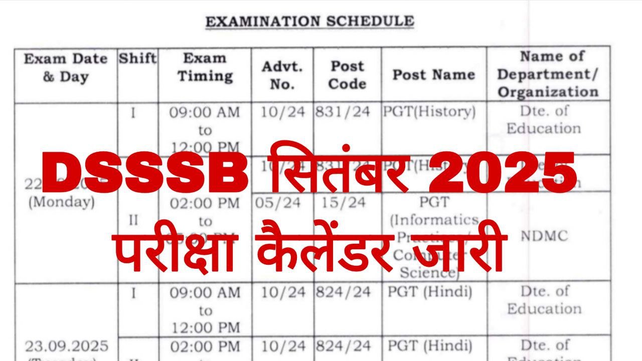 DSSSB Exam Date September 2025