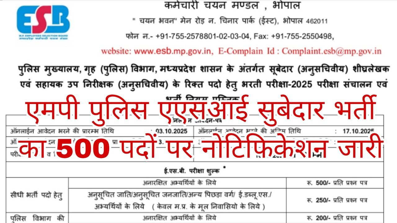 MP Police ASI Subedar Recruitment 2025
