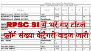 RPSC SI Sub Inspector Category Wise Total Form