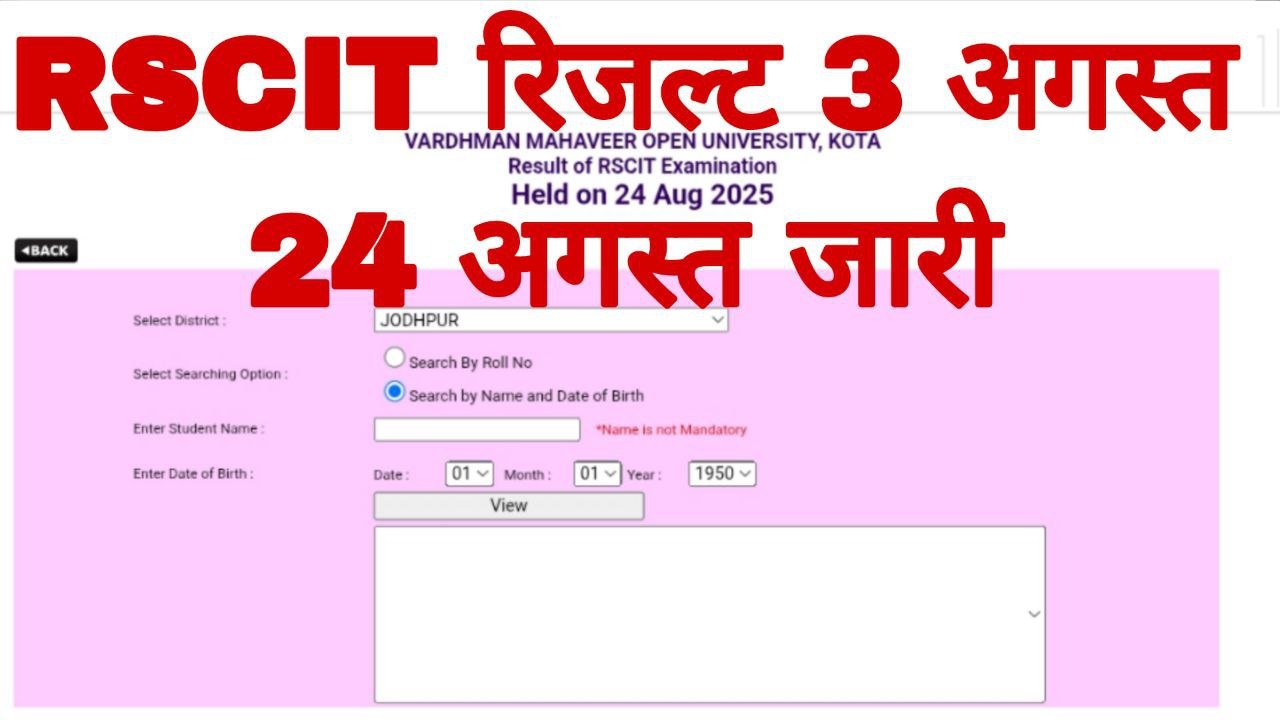RSCIT Result 3 August 24 August 2025