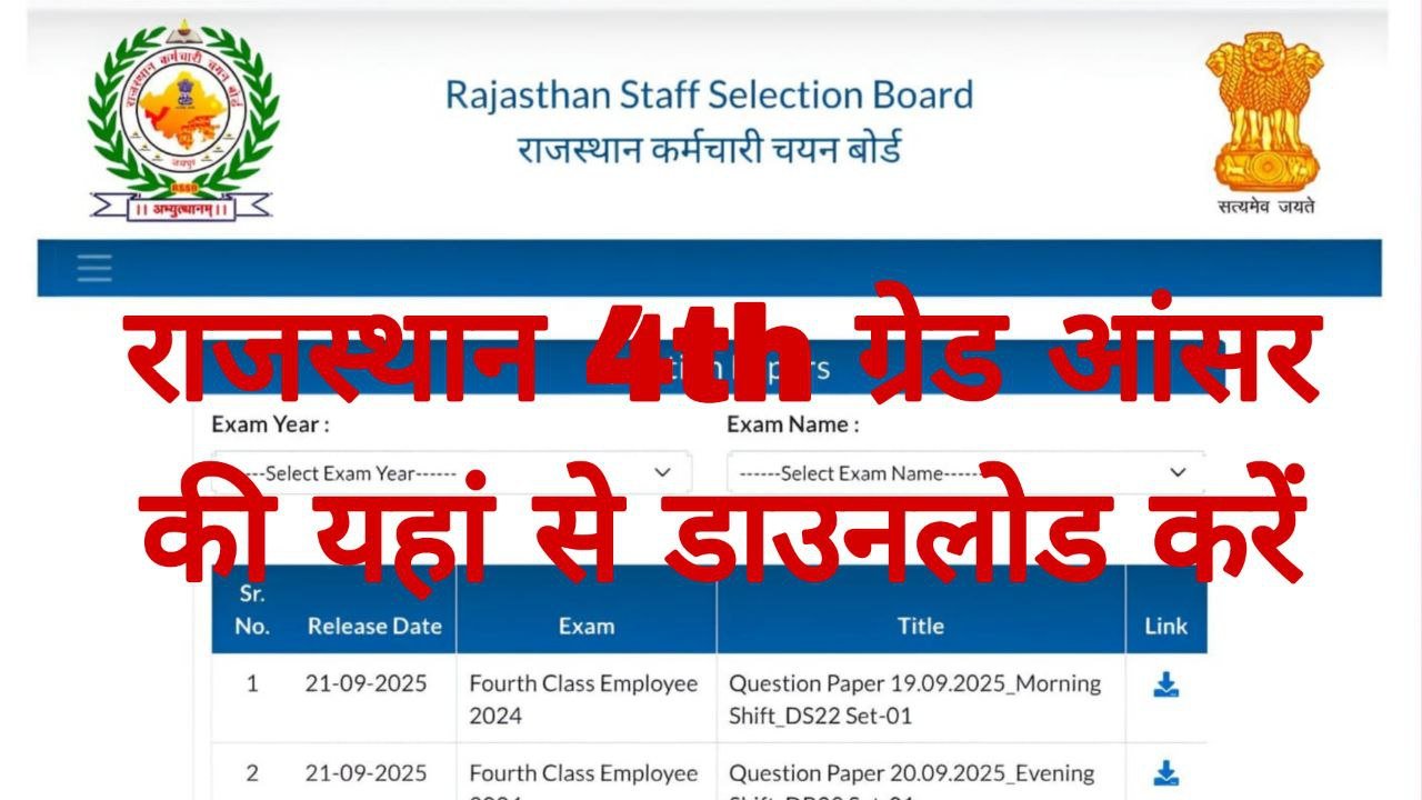 Rajasthan 4th Grade Answer Key 2025