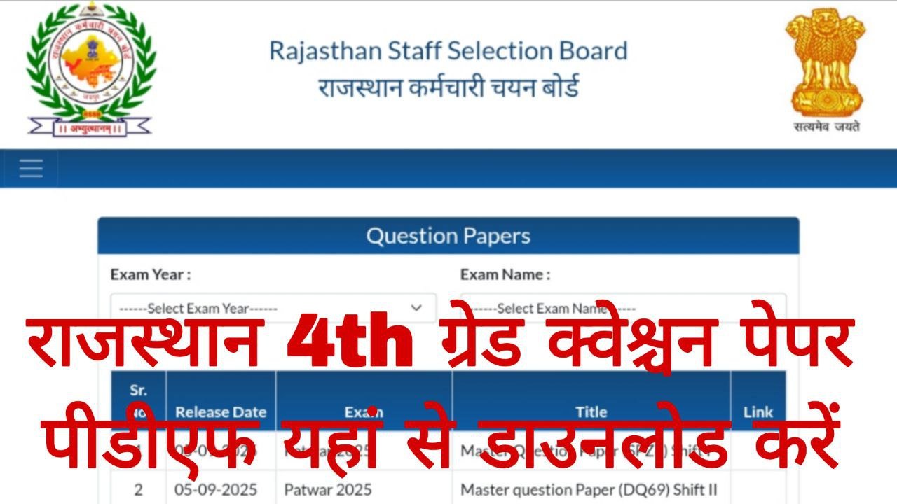 Rajasthan 4th Grade Questions Paper 2025