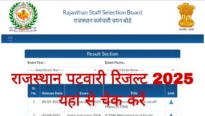 Rajasthan Patwari Result 2025