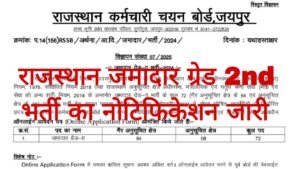 Rajasthan Jamadar Grade 2nd Recruitment 2025