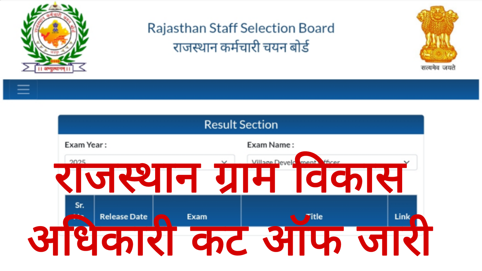 Rajasthan VDO Gram Vikas Adhikari Cut Off 2025