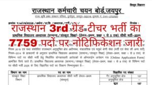 Rajasthan 3rd Grade Teacher Recruitment 2025