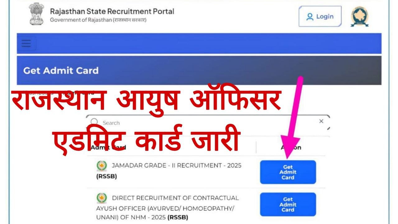 Rajasthan Ayush Officer Admit Card 2025