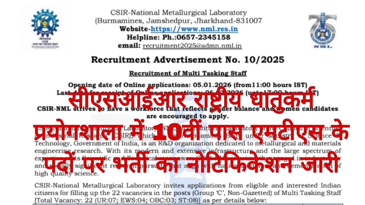 CSIR NML MTS Recruitment 2026