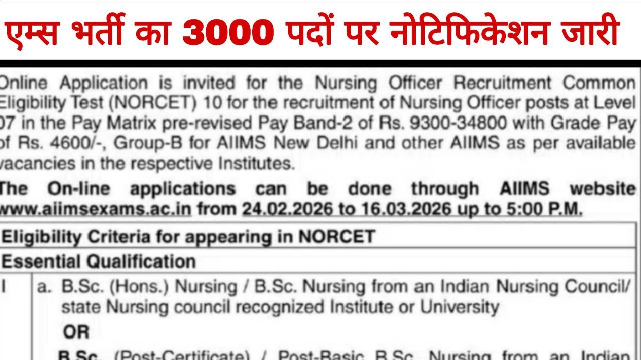 AIIMS NORCET 10 Recruitment 2026