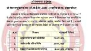 Rajasthan PTET Notification 2026