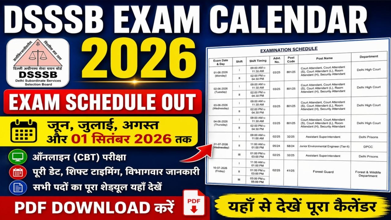 DSSSB Exam Calendar 2026