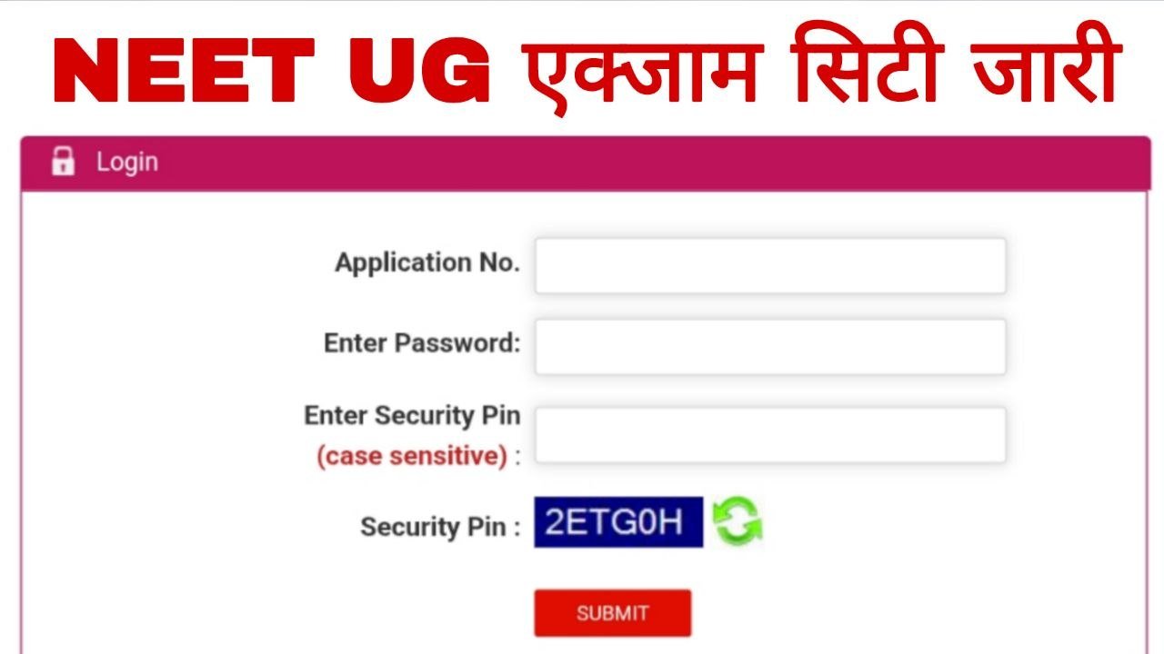 NEET UG Exam City 2026