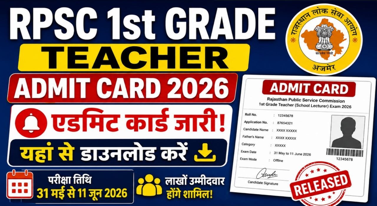 RPSC 1st Grade Teacher Admit Card 2026