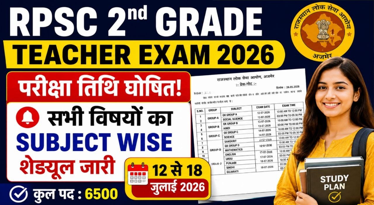 RPSC 2nd Grade Teacher Exam Date 2026