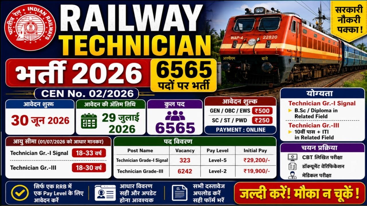 RRB Railway Technician Recruitment 2026