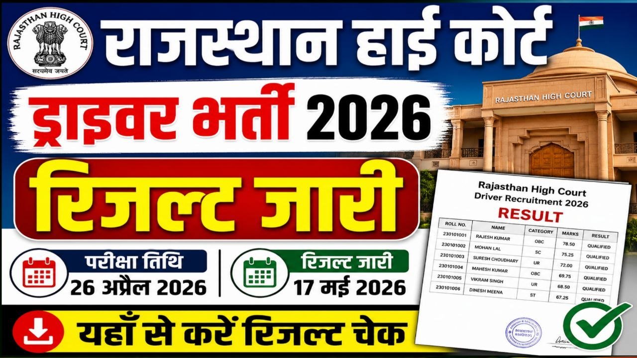 Rajasthan High Court Driver Result 2026