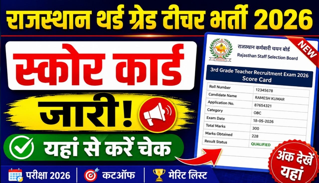 Rajasthan 3rd Grade Teacher Score Card 2026
