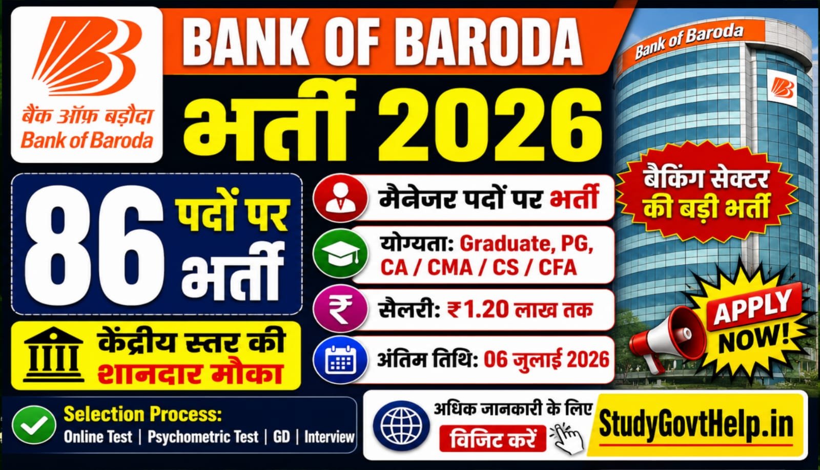 Bank of Baroda Manager Recruitment 2026