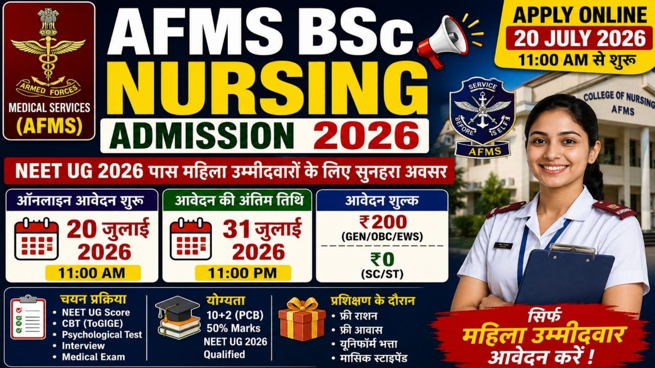 AFMS BSc Nursing Admission 2026