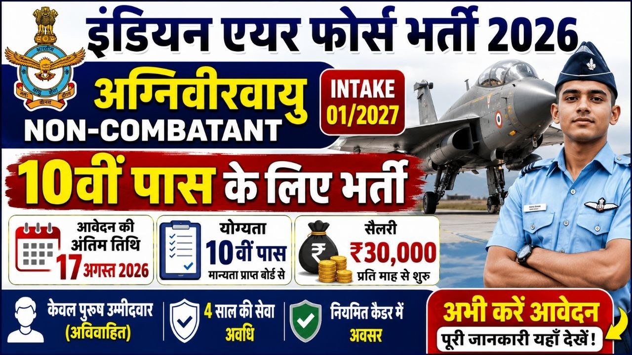 Indian Air Force Agniveervayu Non Combatant Recruitment 2026