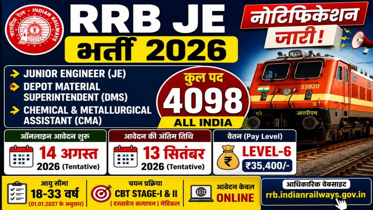 RRB JE Recruitment 2026