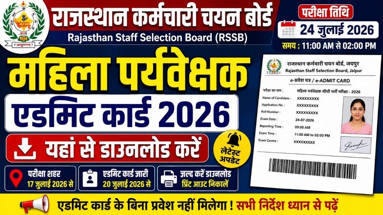 Rajasthan Mahila Paryavekshak Admit Card 2026