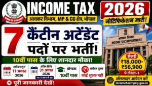 Income Tax Canteen Attendant Recruitment 2026