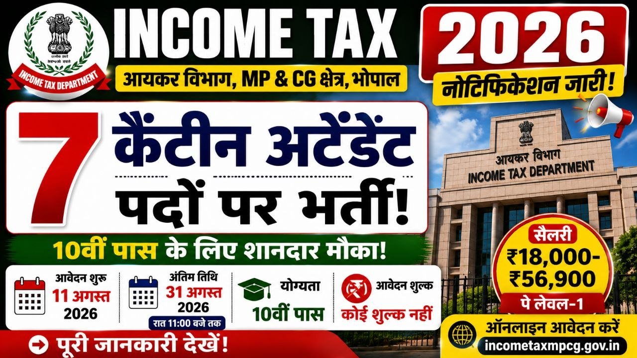 Income Tax Canteen Attendant Recruitment 2026