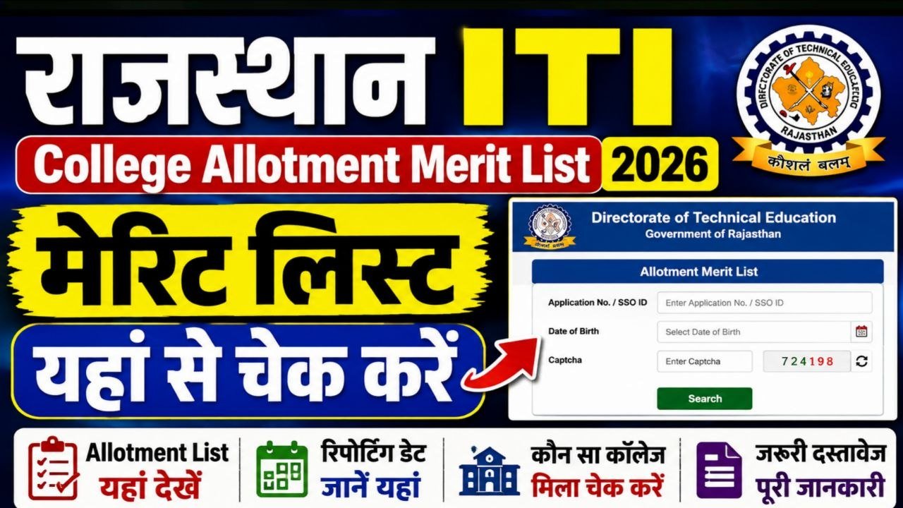 Rajasthan ITI Allotment Merit List 2026