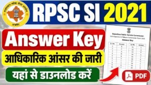RPSC SI 2021 Answer Key