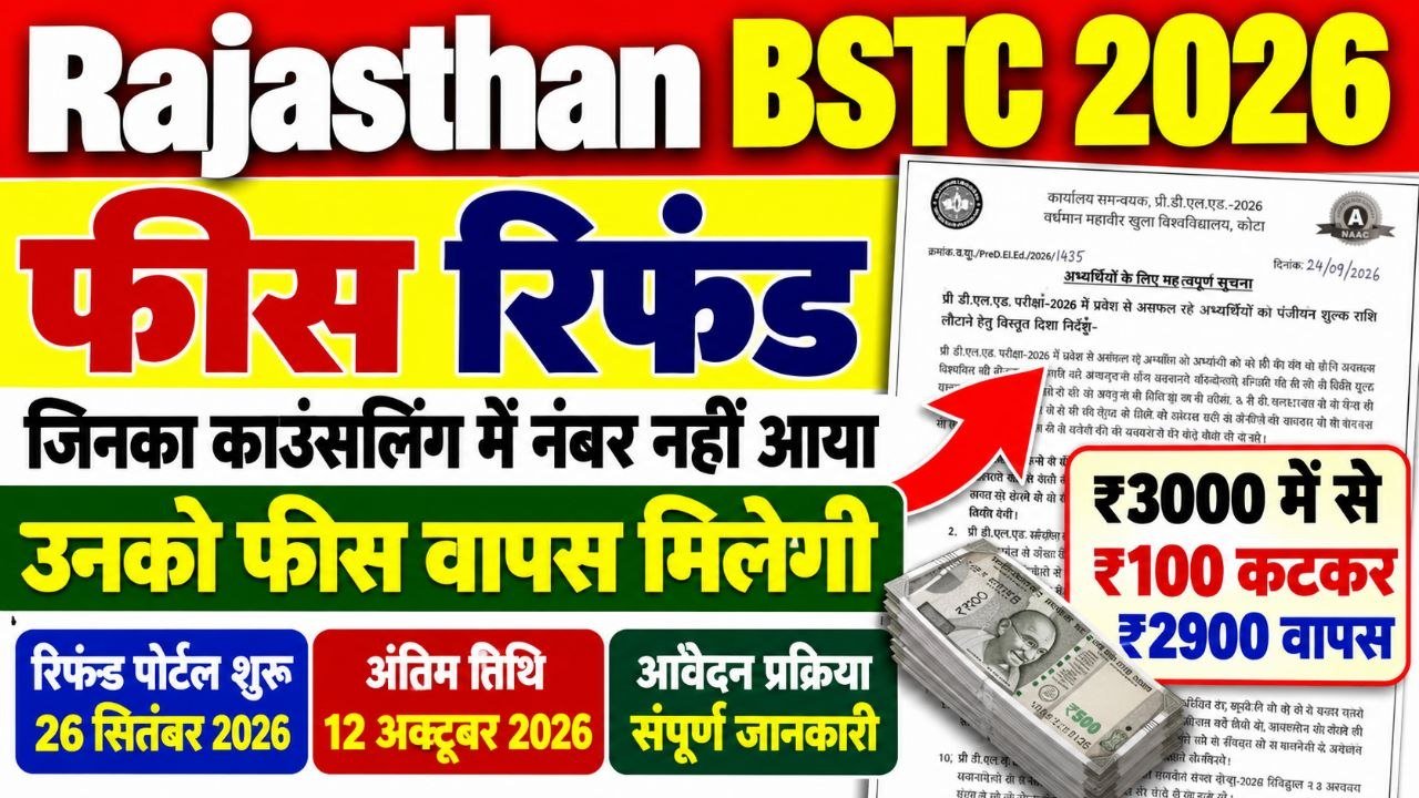 Rajasthan BSTC Fees Refund 2026