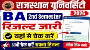 Rajasthan University BA 2nd Semester Result 2026