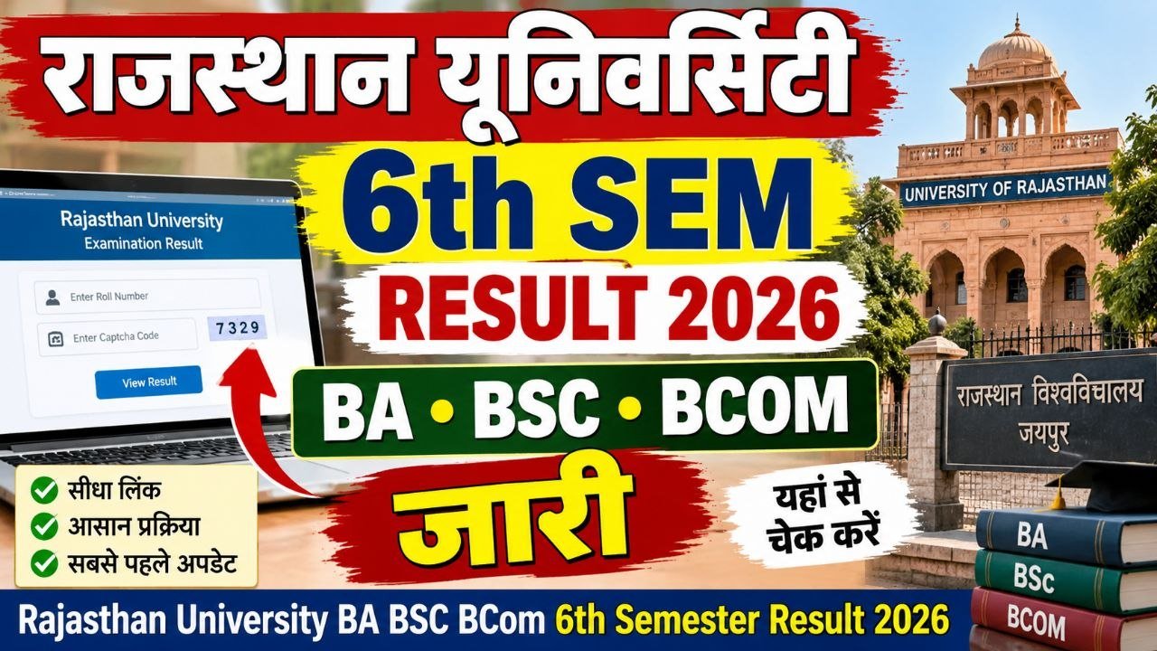 Rajasthan University BA BSc BCom 6th Semester Result 2026