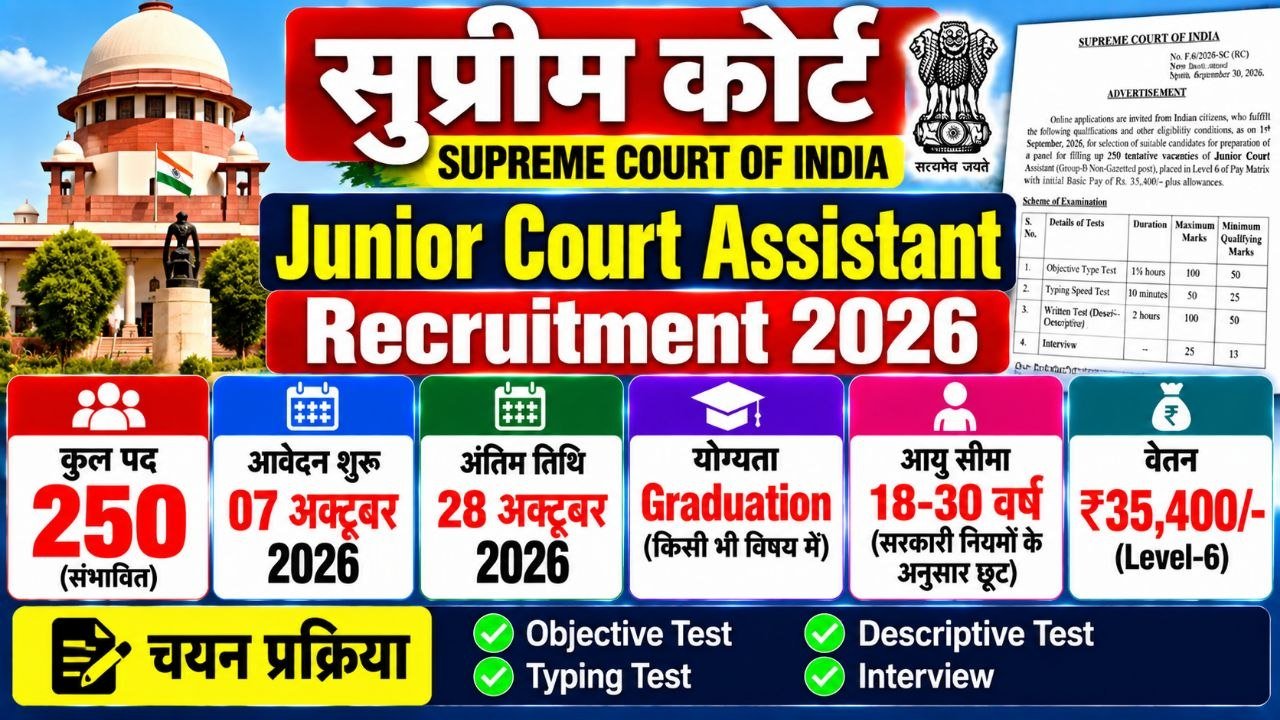 Supreme Court Junior Court Assistant Recruitment 2026