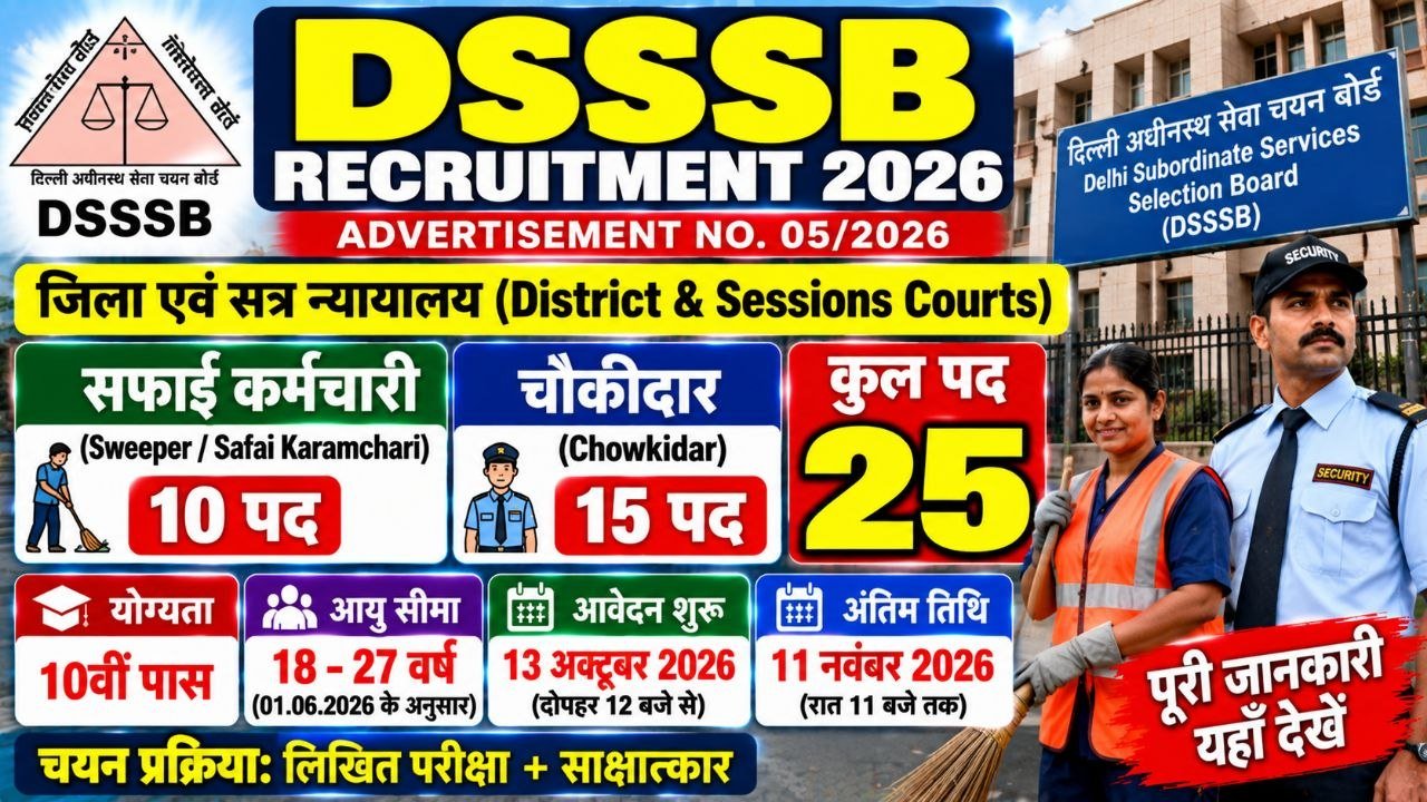 DSSSB Sweeper and Chowkidar Recruitment 2026