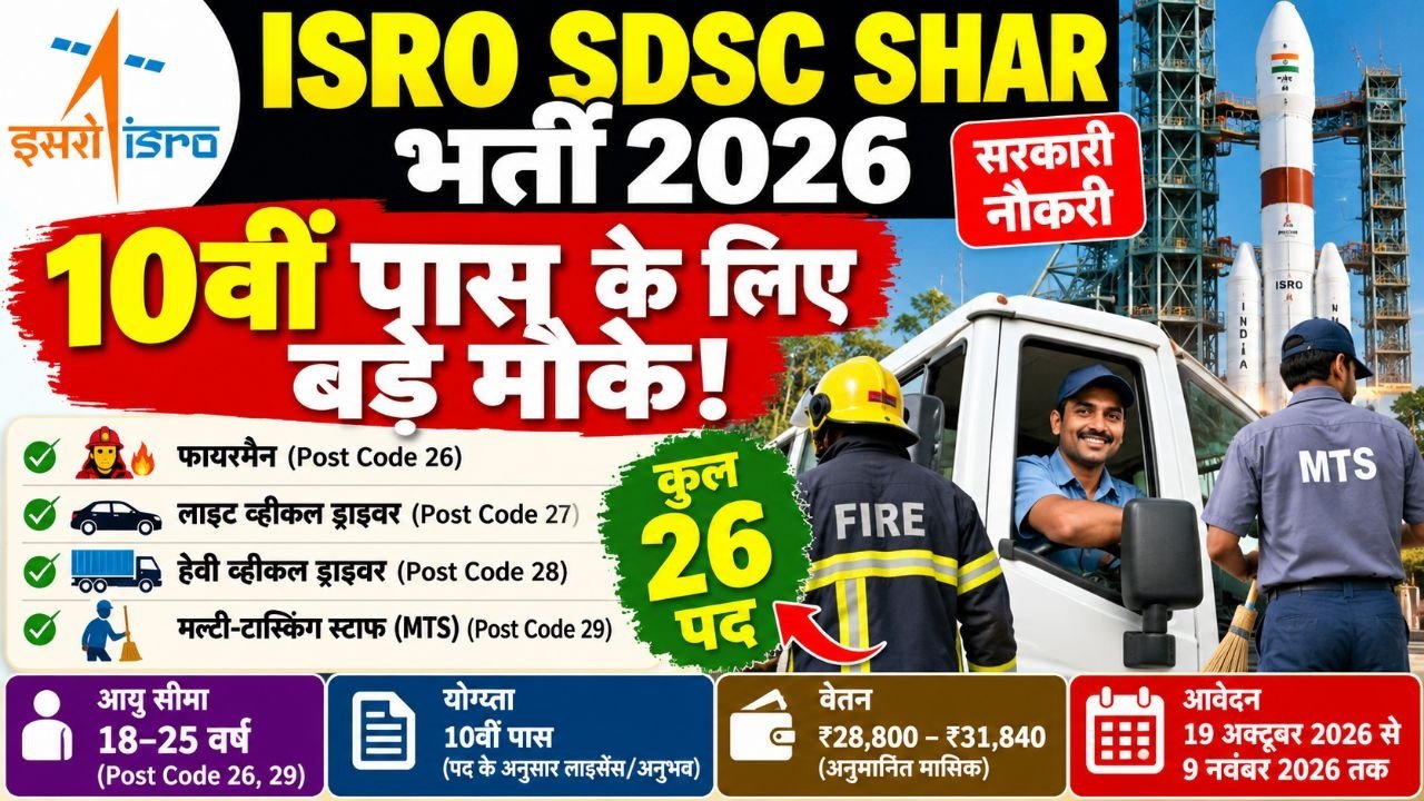 ISRO SDSC SHAR Recruitment 2026