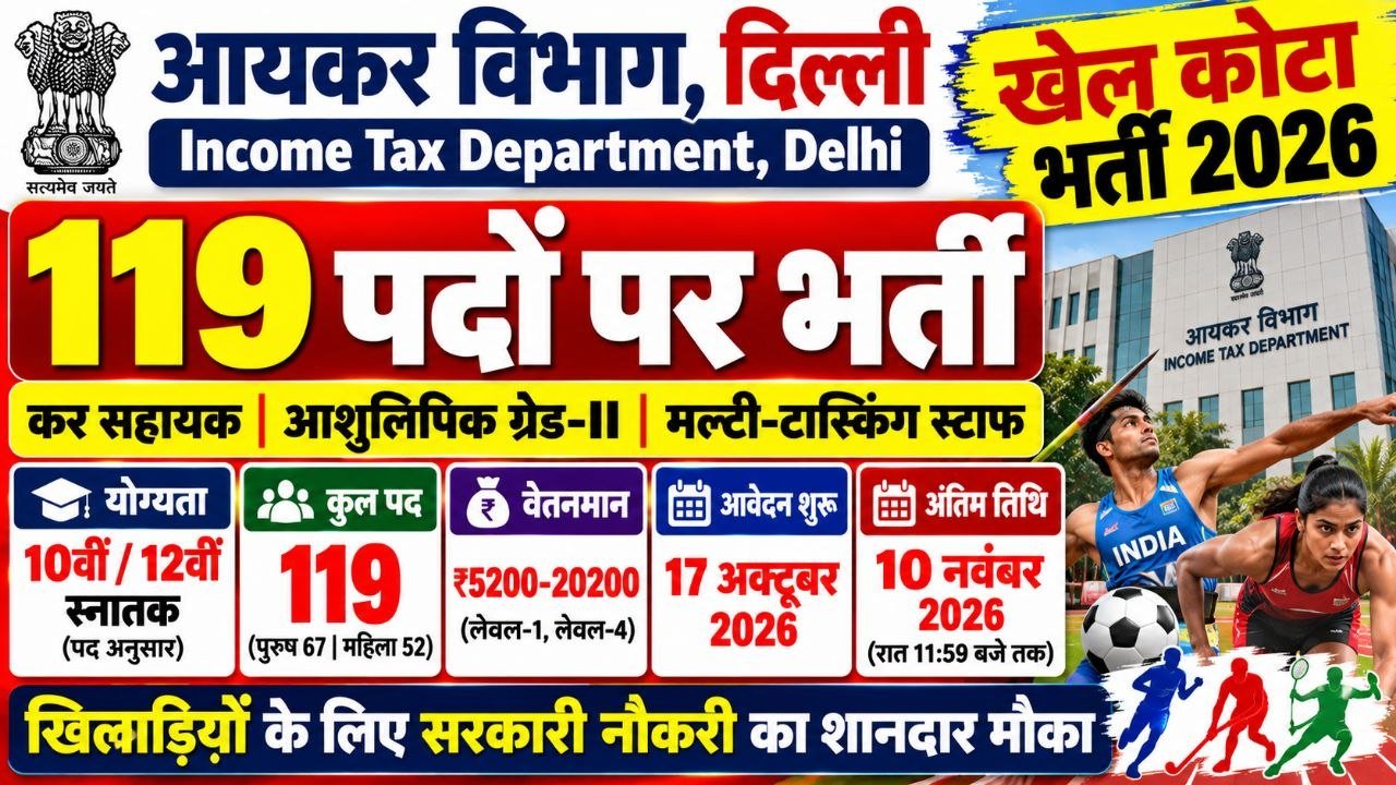 Income Tax Department Delhi Sports Quota Recruitment 2026