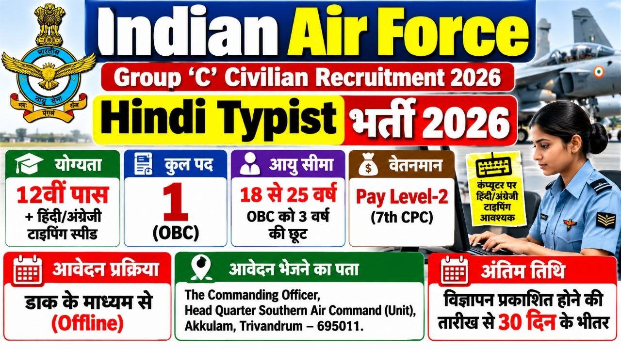 Indian Air Force Hindi Typist Recruitment 2026